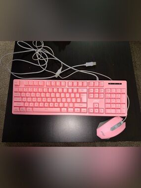 💕 ⌨️ New PBX Pink Wired Gaming Keyboard & Mouse Set